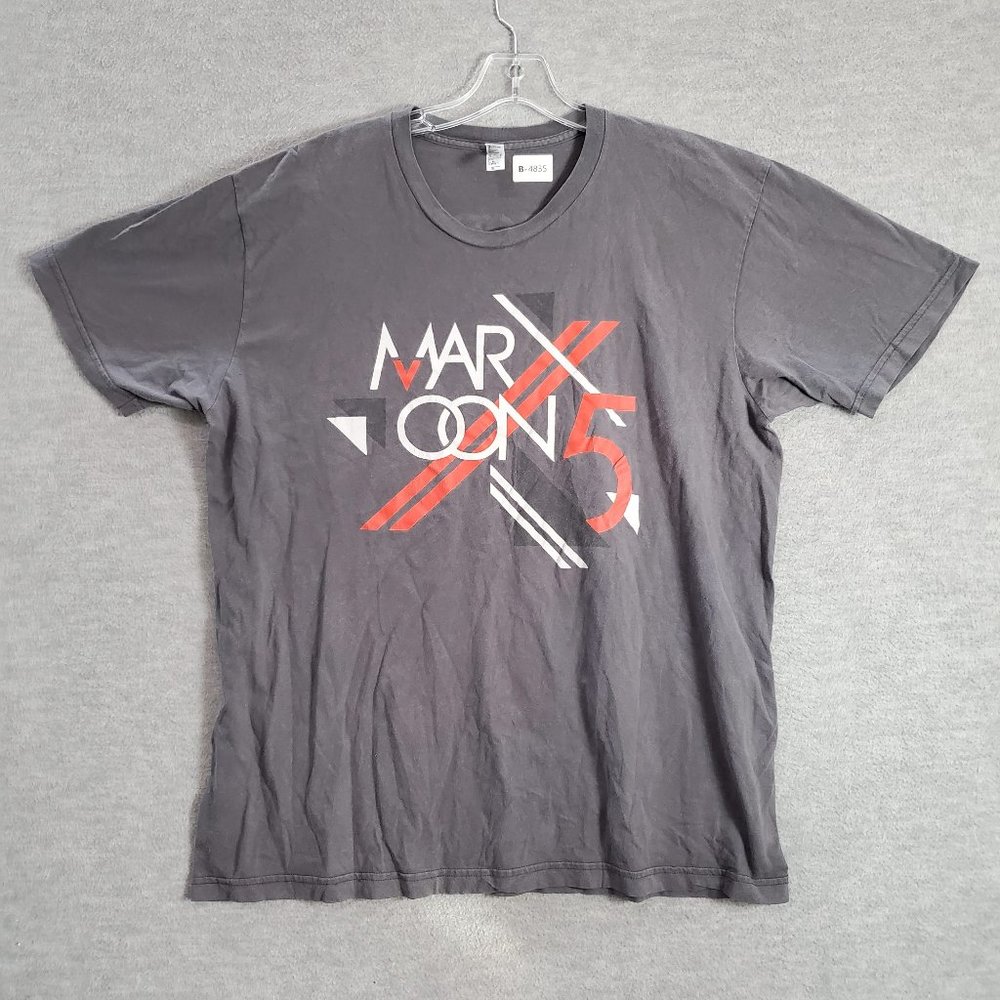 Maroon 5 Men Shirt XL Gray 2013 Tour Logo Graphic Print Crew Neck Short Sleeve